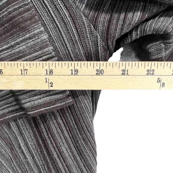 Fusun Cardigan Sweater L Brown Gray Abstract Stripe Merino Wool Open Lagenlook - Picture 6 of 16